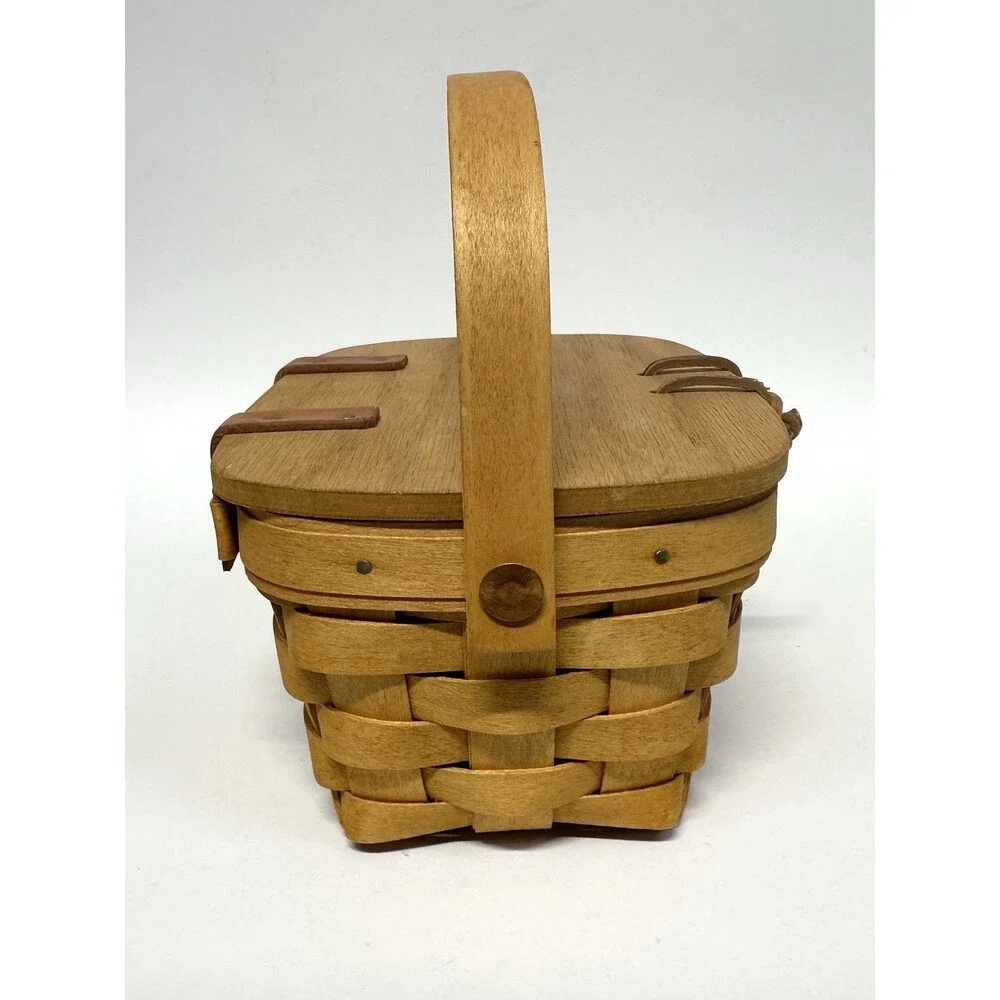 Longaberger Y2K Small Purse Basket Mini Picnic Basket Boho Style Kiddie Signed